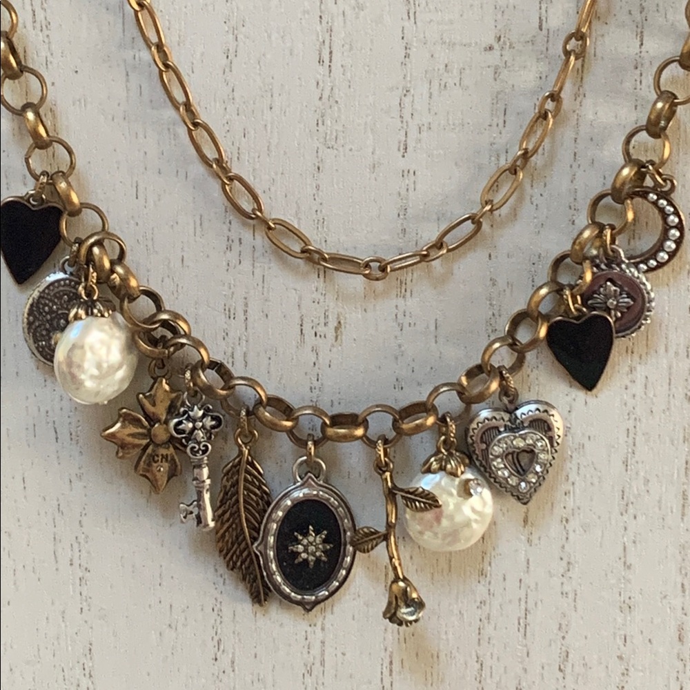 Patricia Nash Double Chain Charm Necklace NWOT - Picture 2 of 7